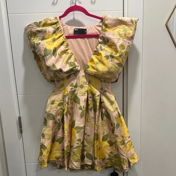 ASOS Chic Floral Mini Dress in Pink, Yellow and Green - Picture 2 of 8